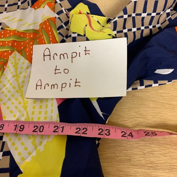 Mini bohemian dress SZ 2X bishop sleeves dropped waist abstract leaf print - Picture 14 of 14